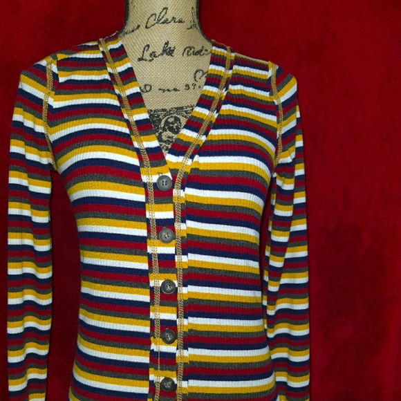 hashttag Tops - Hashttag Striped Button Blouse Small